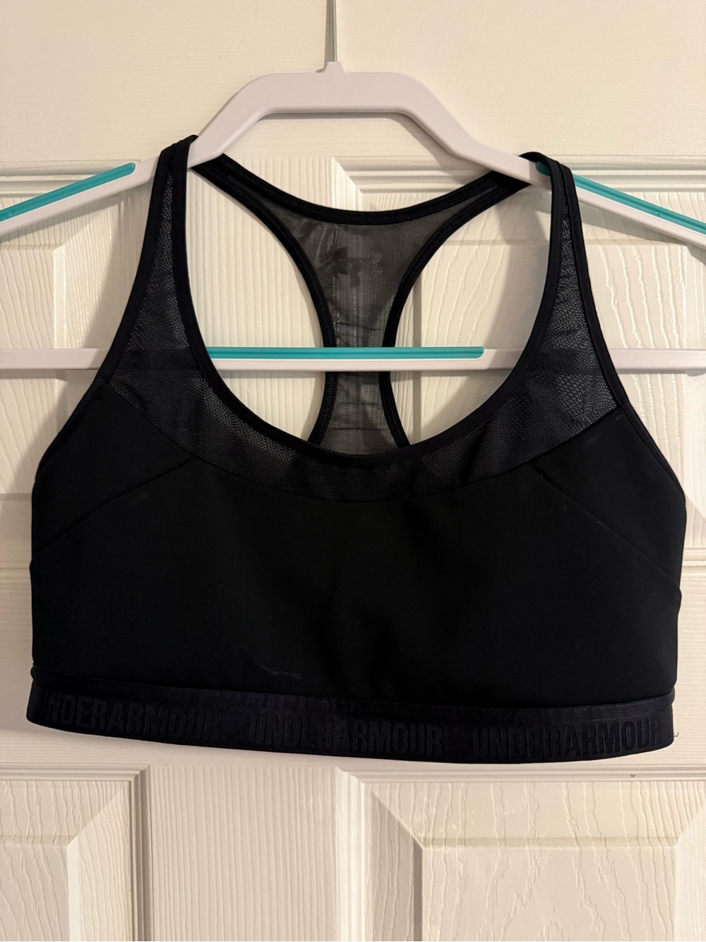 Under Armour Black Mesh Racerback Sports Bra with Branded Band